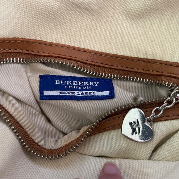 Burberry Blue Label Check Leather Trim Bucket Tote - Picture 11 of 13